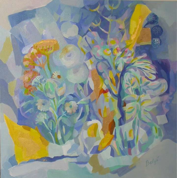COMPOSITION. 24 W X 24 H IN. OIL ON CANVAS. PRIVATE COLLECTION, RUSSIA.