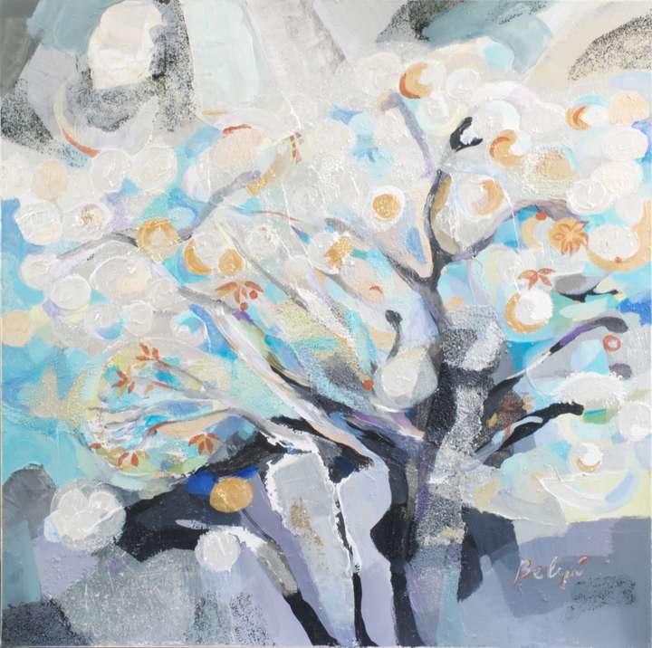 Mountain Blossom I  MOUNTAIN BLOSSOM I. 24 W X 24 H X 1.75 IN. ACRYLIC ON CANVAS.