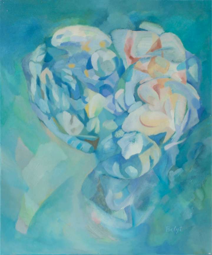 Turquoise Composition 2  20 W X 24 H X 1.5 IN. OIL ON CANVAS.