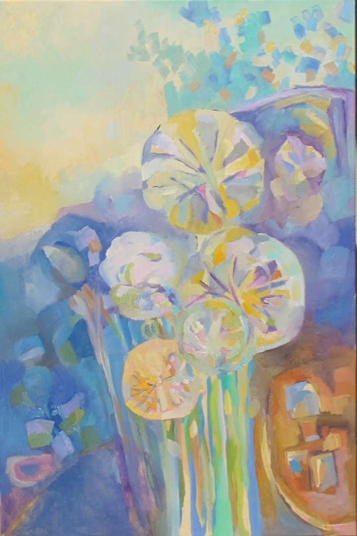 Floral Composition  24 W X 36 H X 2 IN. Oil on canvas.