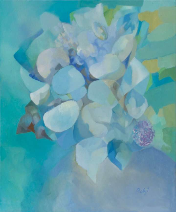 Turquoise Composition 1  20 W X 24 H X 1.5 IN. OIL ON CANVAS.