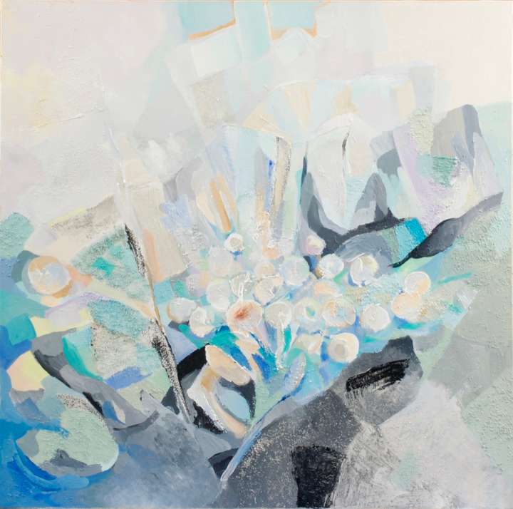 Mountain Blossom I  MOUNTAIN BLOSSOM 2. 24 W X 24 H X 1.75 IN. ACRYLIC ON CANVAS.