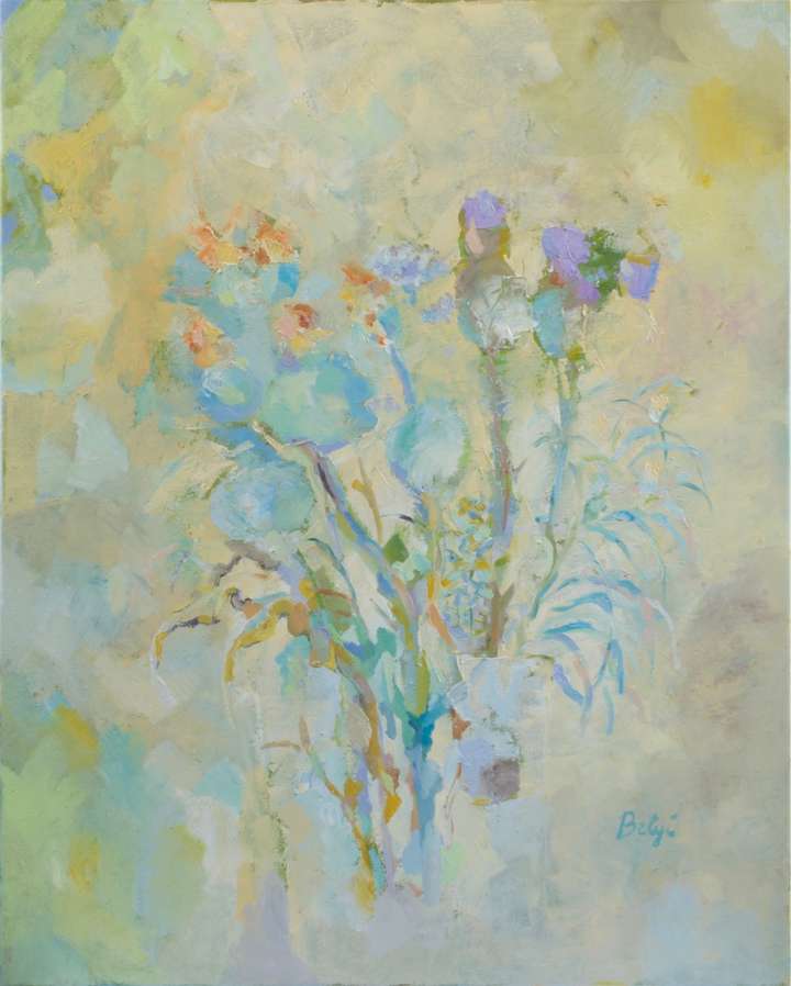 Milk Thistles and Poppy Heads  24 W X 30 H X 2 IN. OIL ON CANVAS. Private Collection, Canada
