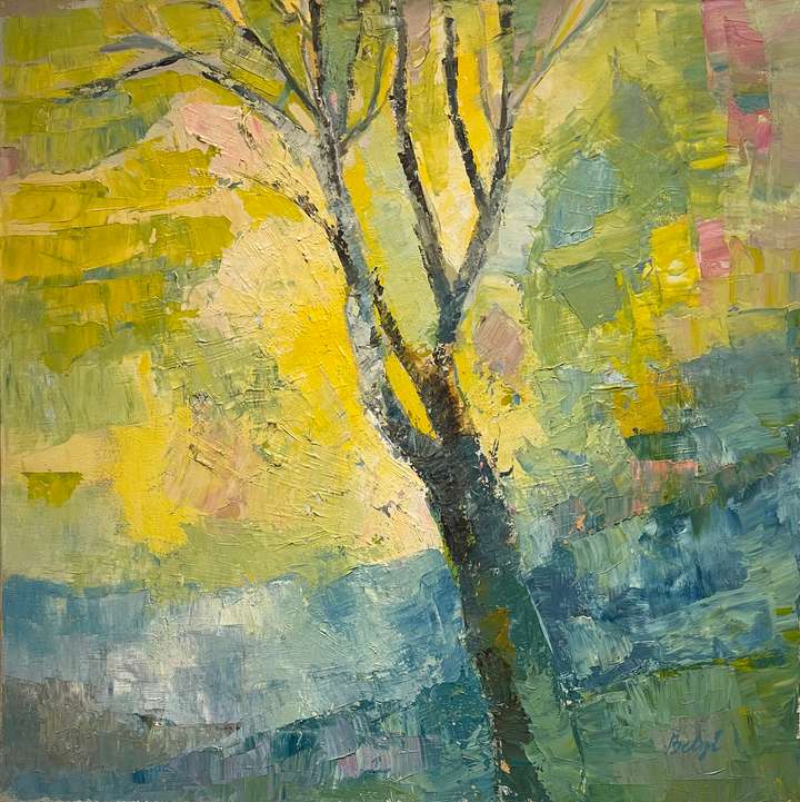 Touching The Sky. Oil on canvas. 24 W X 24 H, Private collection Canada.