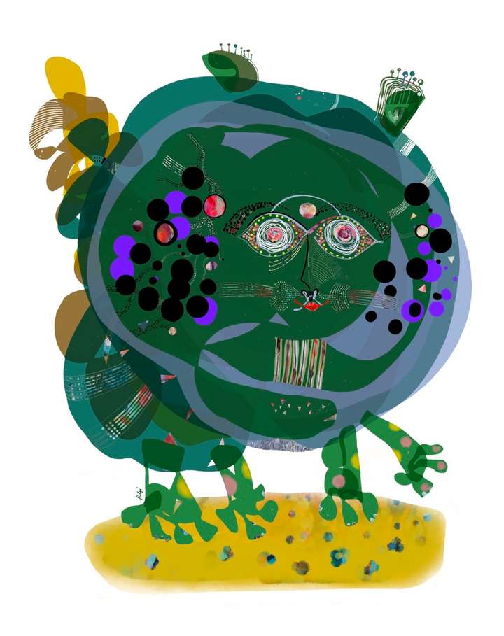 The Charming Green Monster on a Pasture
