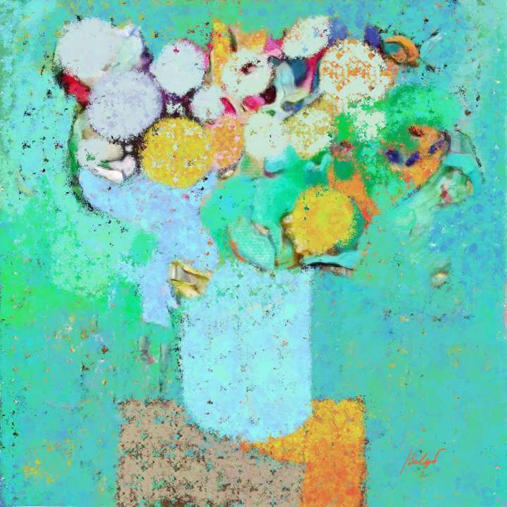 Flowers In A Blue Vase 1